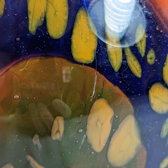 Hand Blown Splatter Art Glass Pitcher Large 10 in - Picture 7 of 12